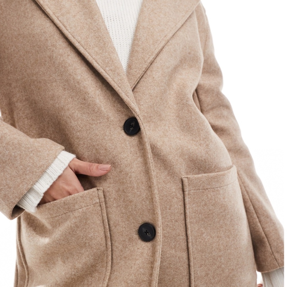 Pull&Bear tailored double button coat in ecru